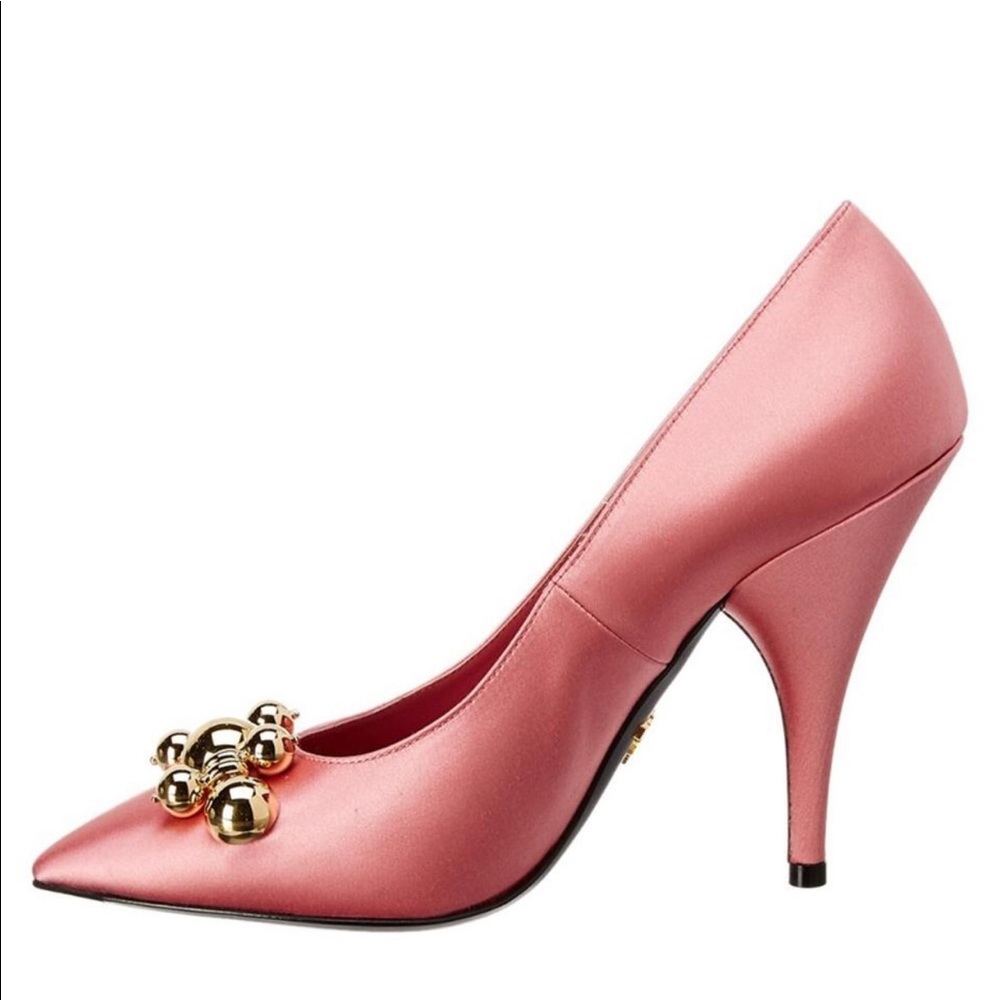 Prada Satin Embellished Heels